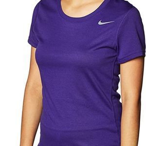 Nike Pro Combat Dri Fit T-Shirt Size L Purple Fitted V Neck Athletic Womens